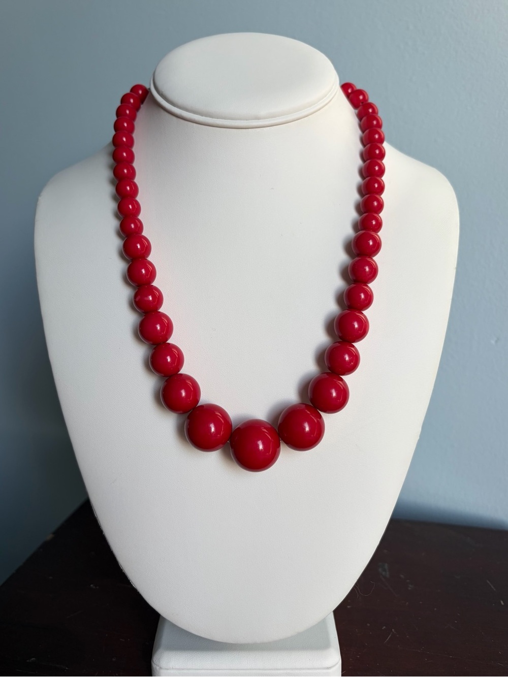 Vintage Deep Red / Pink Beaded Statement Necklace - Women Jewelry
